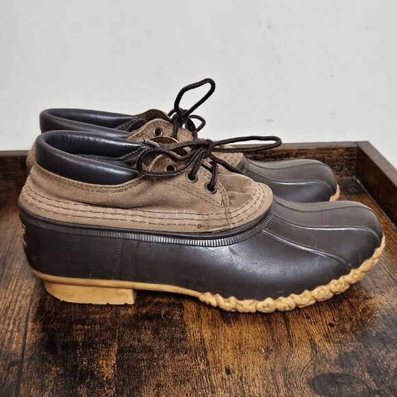 L.L. Bean Maine Hunting Rubber Duck Shoe Low Boots Women's Brown and Tan Size 8 - Picture 1 of 7